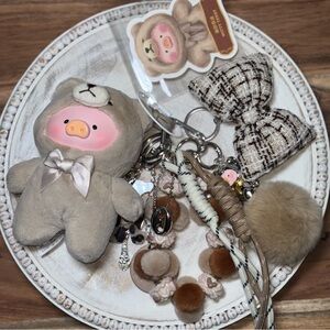 Teddy Lulu Custom Bag Charm - Tan and Brown